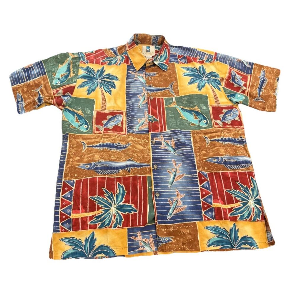 KAHALA - Vintage Palm Trees and Fish All Over Mens Medium. Shirt - Picture 2 of 6
